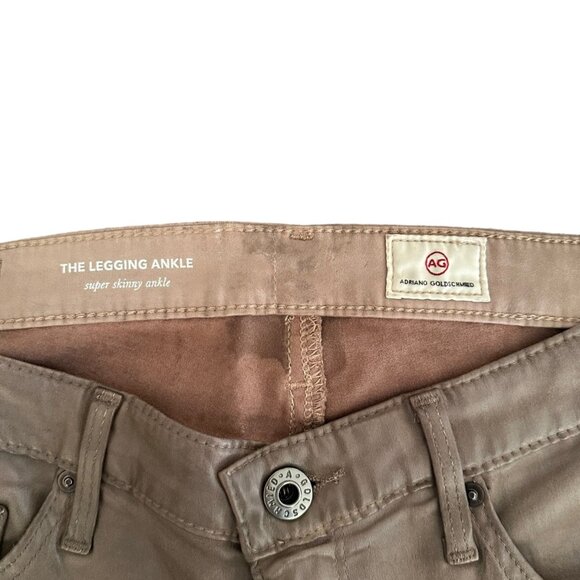 AG Adriano Goldschmied Women's Sz 27 Faux Leather Brown Skinny Ankle Legging - Picture 5 of 6